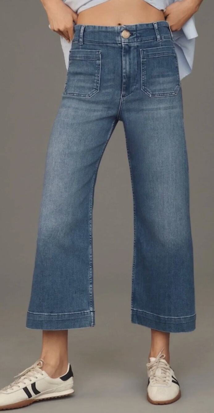 Anthropologie Maeve Jeans 26 The Colette High Rise Wide Leg Crop Blue Casual